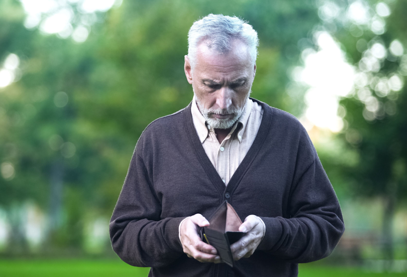 retiree with an empty wallet
