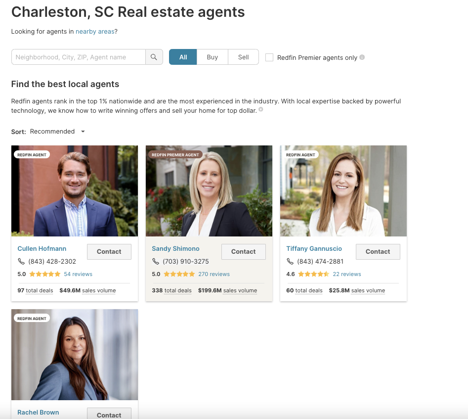 Redfin agents in Charleston, SC
