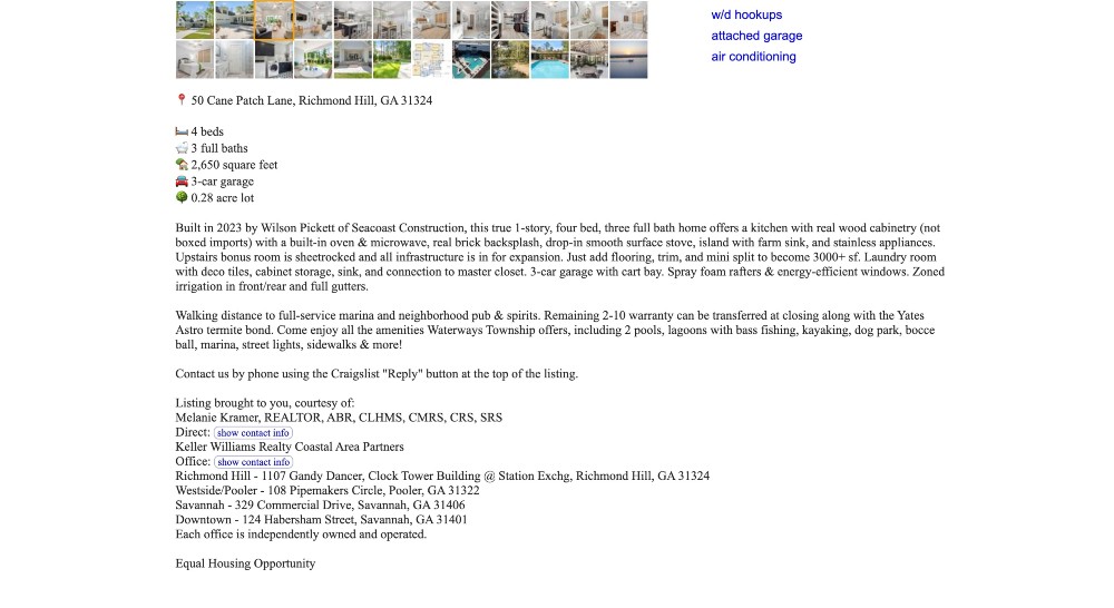 Example of how to write a detailed listing description of your home on Craigslist and what you should include