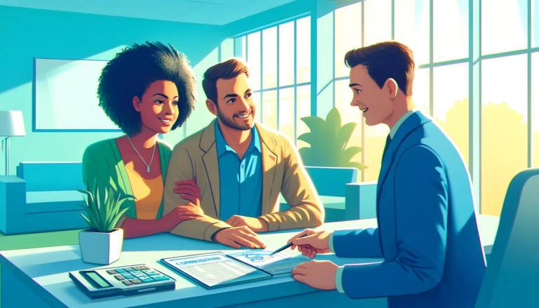 couple talking to real estate agent