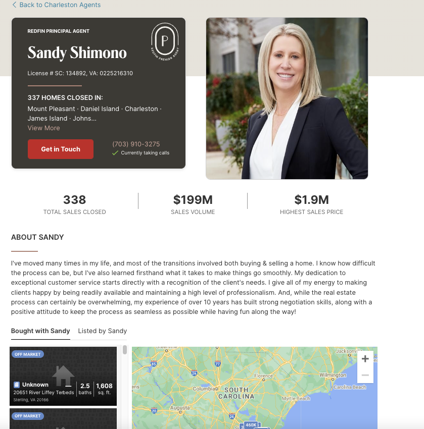 Redfin Premier agent based in Charleston, SC